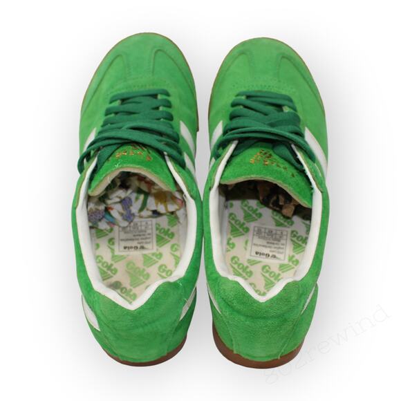 EU 43 Gola Harrier Premium Suede Retro Trainer Sneaker KellyGreen GumSole - Picture 6 of 12